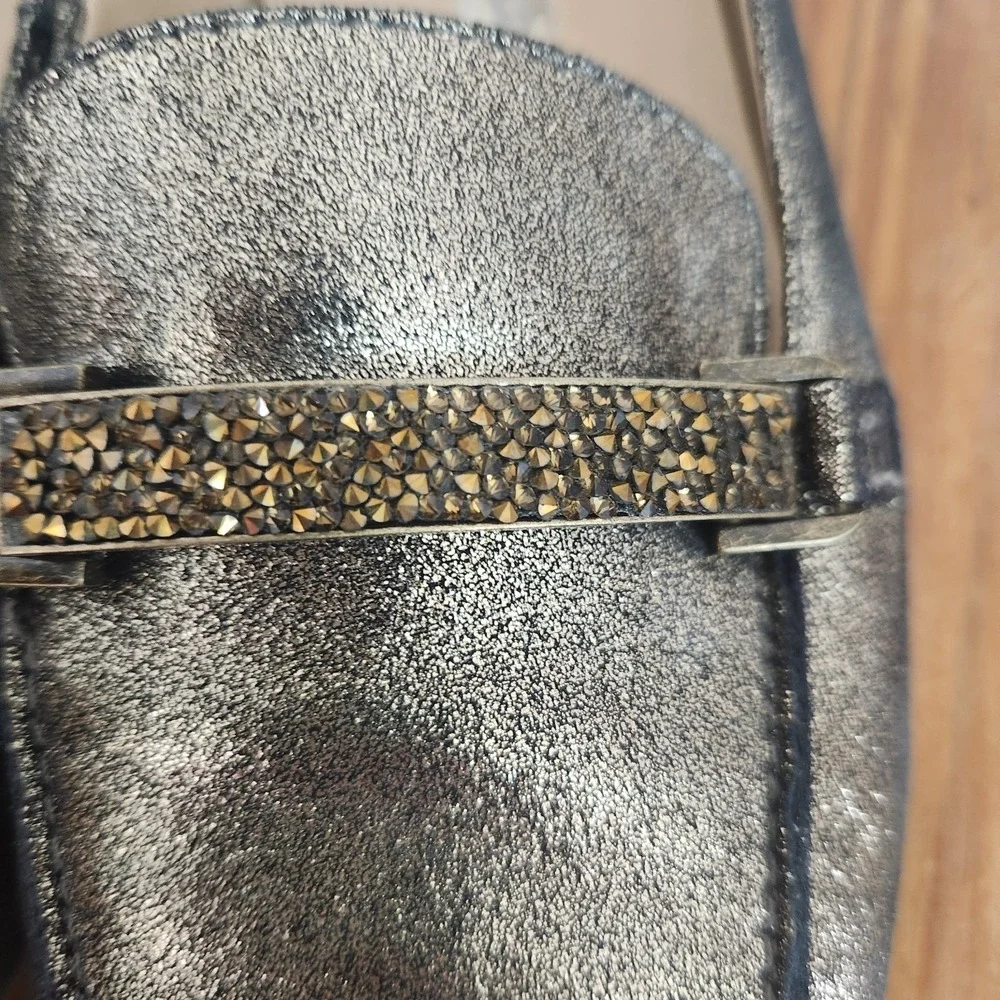 Karl Lagerfeld‎ Quigley Leather Bit Loafer Sparkling Bronze Size 9 Crystals Flat